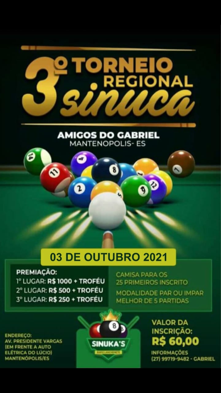 Torneio de sinuca tem premiação de R$ 1.000 em novembro - Diário Corumbaense