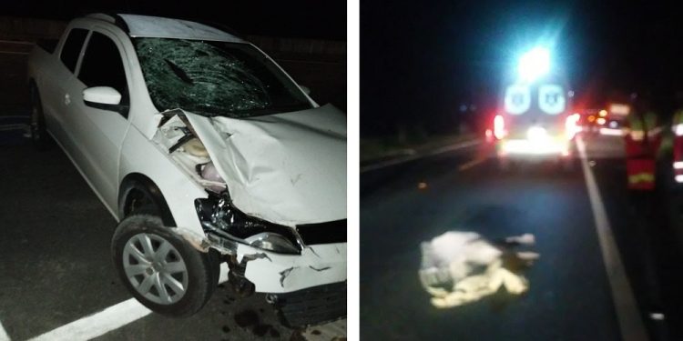 Picape Saveiro atropela e mata um pedestre na BR-101, perto da entrada de Conceição da Barra