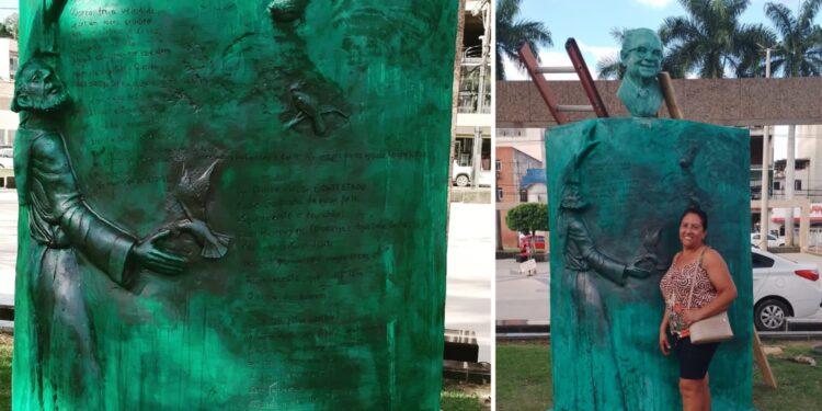 Praça Arlindo Pinto da Costa ganha escultura com homenagem a São Francisco e busto do falecido