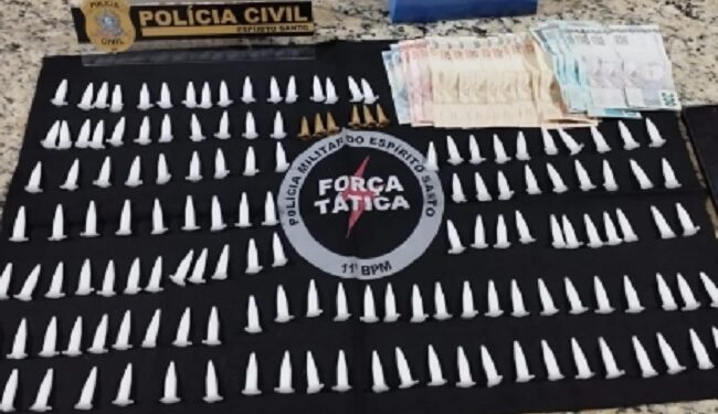PC e PM prendem traficante com 144 pinos de cocaína, além de mais de R$ 1,8 mil em Barra S. Francisco