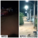Ruas das casas populares no bairro Colina, em Barra de São Francisco, recebem iluminação pública