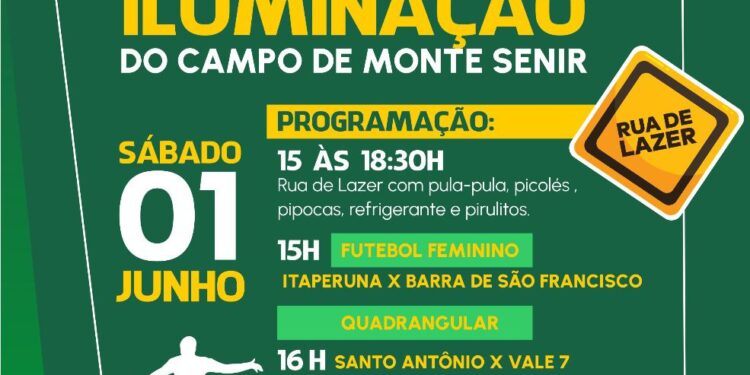 Prefeitura de Barra de São Francisco inaugura iluminação do campo de futebol de Monte Senir neste sábado (1) Prefeitura de Barra de São Francisco inaugura iluminação do campo de futebol de Monte Senir neste sábado (1)