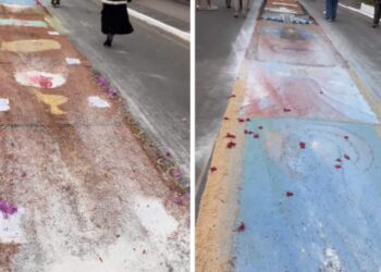 “Falta de respeito!”; desabafa Padre após ônibus destruir tapetes de Corpus Christi em Cariacica