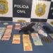 PC apreende dinheiro, drogas, armas e munições em boca de fumo no Sul