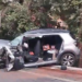 Motorista fica preso às ferragens após carro bater em árvore em São Gabriel da Palha