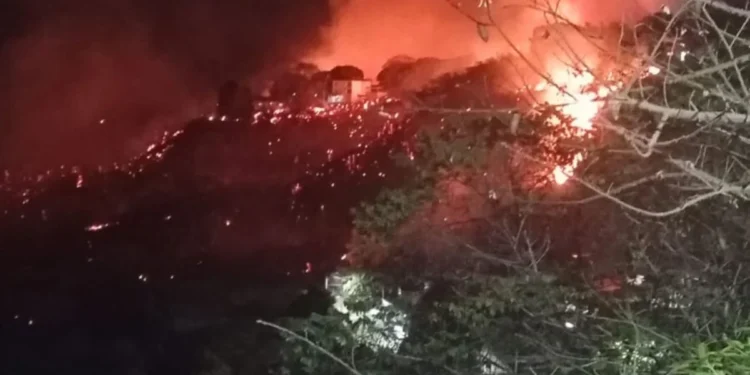 Incêndio atinge área de vegetação perto de escola e casa em Colatina