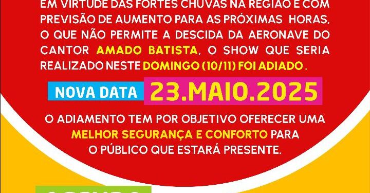 Prefeitura de Barra de São Francisco adia show do Amado Batista; entenda