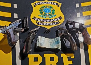Quatro armas apreendidas em carro na BR 101, no Sul do ES