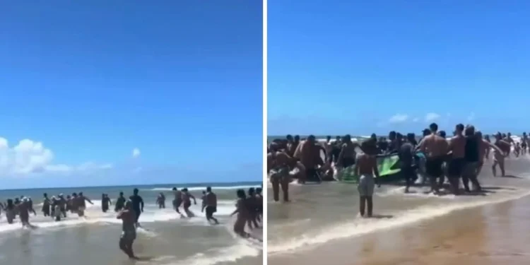Piloto de paramotor é resgatado após cair no mar na Praia de Guriri, em São Mateus
