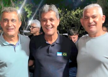 Marcos Guerra, Ricardo Ferraço e Edson Isidoro, em Jaguaré