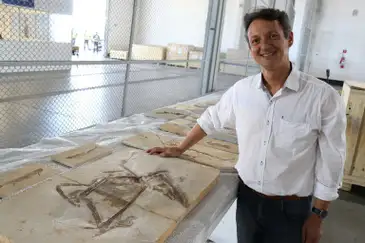 20/05/2026 - O diretor do Museu de Paleontologia Plácido Cidade Nuvens, em Santana do Araripe (CE), o professor Allysson Pinheiro. Foto: Estácio Jr./Gov. do Ceará