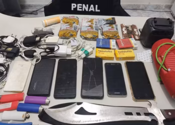Polícia Penal apreende celulares, drogas, tadalafila e armas brancas em ônibus que transportava presos em São Mateus